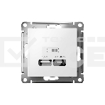 Розетка USB AtlasDesign тип A+C 45Вт QC PD высокоскор. ЗУ механизм бел. SE ATN000129, фото2