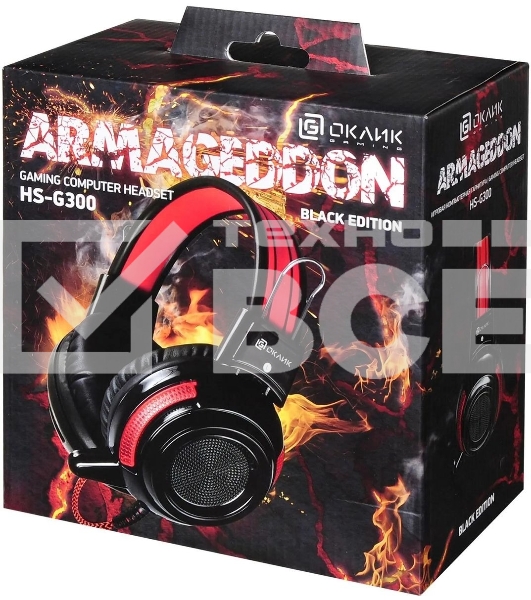 Проводные наушники Oklick HS-G300 черный/красный, полноразмерные, jack 3.5 мм