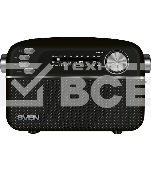 Радиоприемник SVEN SRP-505 (4 Вт, FM/AM/SW, USB, SD/microSD, Bluetooth, 1200 мА·ч)черный