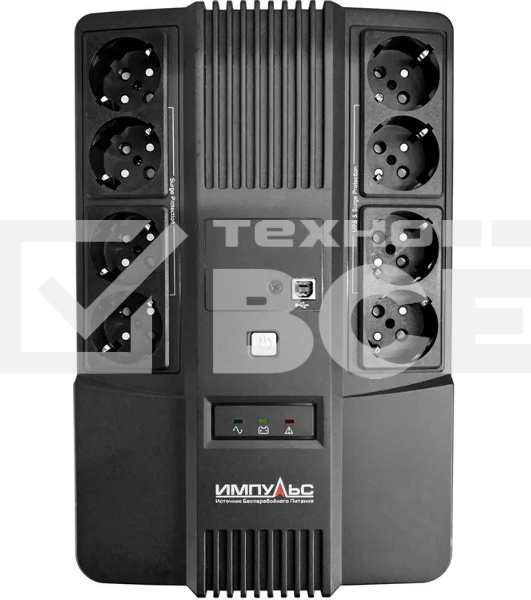 Источник бесперебойного питания Импульс ИБП ИМПУЛЬС МАСТЕР 1000, 1000ВА/600Вт, LED, USB, RJ11/RJ45, SCHUKOx8