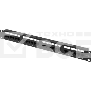 Патч-панель 19', кат. 5е, 1U, 24 порта UTP, с возможность установки заднего органайзера