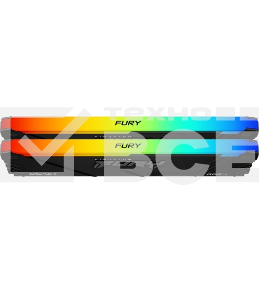 Оперативная память Kingston Fury Beast, DDR4, 32GB (2x16GB), 3600MHz, CL18, с радиатором, RGB, черный