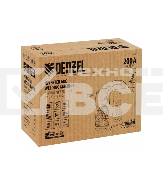 Аппарат инвертор. дуговой сварки SDM-200 Top, 200 А, ПВ 80% Denzel