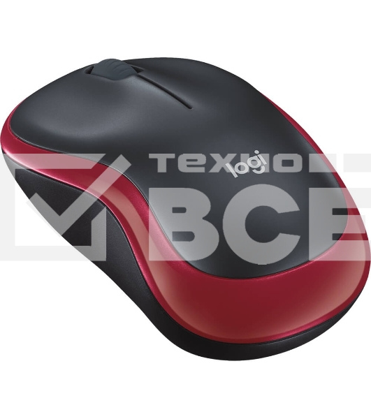 Мышь беспроводная Logitech M185 красный, 1000 dpi, радиоканал, USB, кнопки - 3