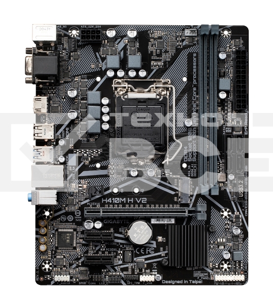 Материнская плата Gigabyte H410M H V2, LGA 1200, Intel H470, 2xDDR4, 4xSATA, 1xM.2, 1xPCI-E 3.0 x16, 2xPCI-E x1, 1xHDMI, 1xVGA, 1x 1Gb LAN, 2xUSB-A 3.2 Gen 1, 4xUSB-A 2.0, 3x3.5 мм, 7.1, Micro-ATX