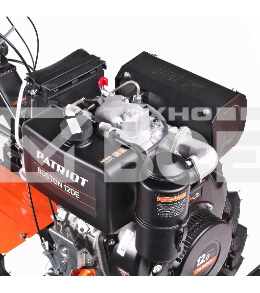 Мотоблок дизельный PATRIOT BOSTON 12DE  12 л,с; эл. Стартер: 12V; фрезы: 1350 mm; коробка передач 2 вперед+ 1 назад