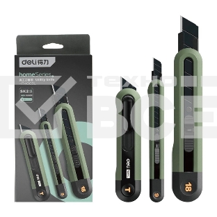 Набор технических ножей Home Series Green Deli HT4003L (ножи 9мм+18мм+Т-образный), эксклюзивный дизайн, корпус из высококачественного софттач пластика