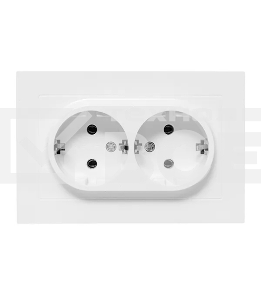 Розетка 2-м EKF UP1-SOW-210 СП Эпика 16А с заземл. без защ. шторок с рамкой механизм бел.