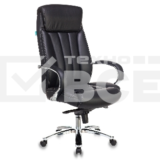 Кресло руководителя Бюрократ T-9922SL/BLACK черный, кожа, крестовина хром