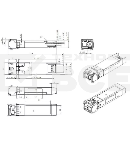 Модуль SNR SFP+ WDM, дальность до 40км (16dB), 1330нм