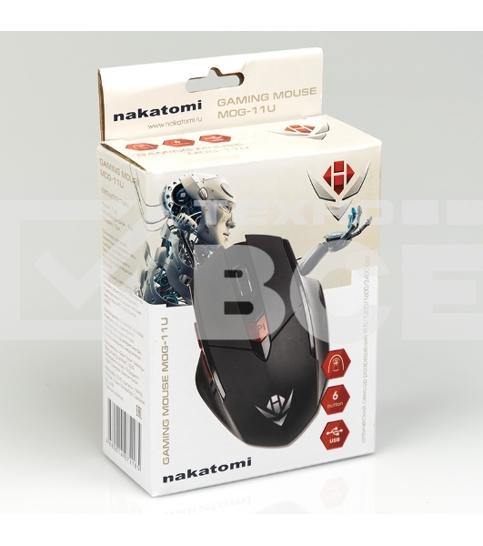 Мышь проводная Dialog MOG-11U Nakatomi Gaming - 6 кнопок + ролик, USB,черная