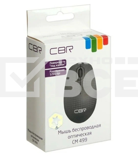 Мышь беспроводная CBR CM 499 Carbon черный, 1200 dpi, радиоканал, USB, кнопки - 3