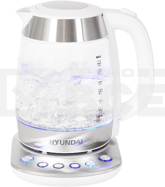 Чайник электрический Hyundai HYK-G4033 1.7л. 2200Вт белый/серебристый (корпус: стекло)