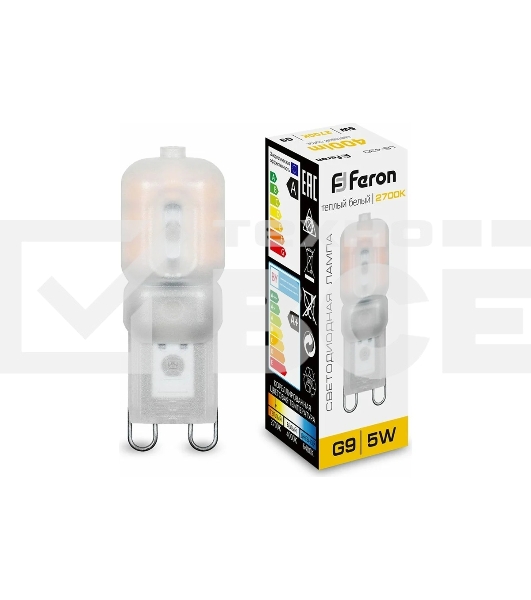 Лампа светодиодная FERON LB-430 (25636) 5W 230V G9 2700K