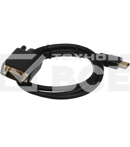 Кабель GoPower HDMI (m)-VGA (m) 1м черный Premium Zip-Lock c подвесом (1/200)