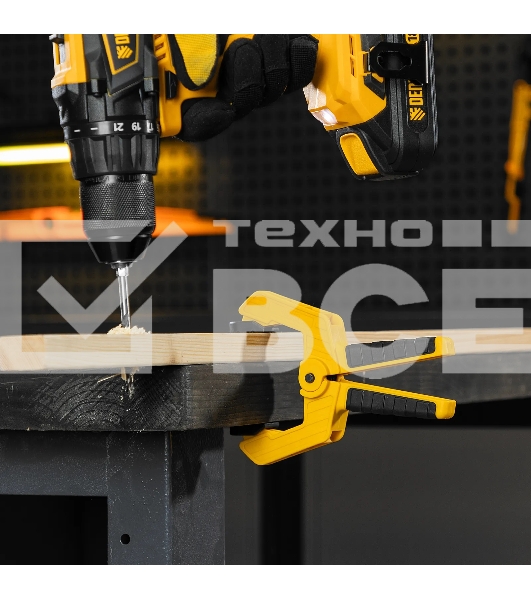 Струбцина клещеобразная Denzel усиленная 65 х 50 мм, двухкомпонентные рукоятки