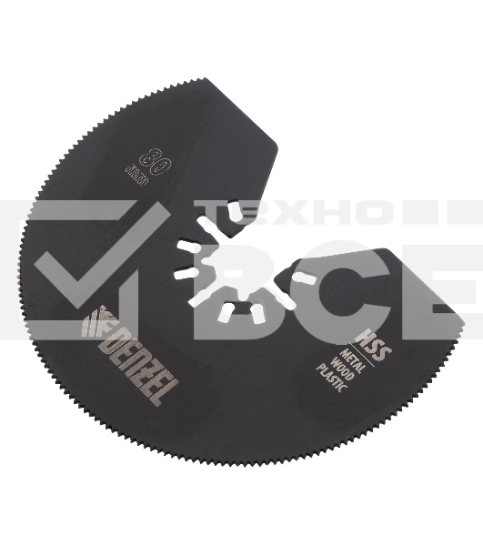 Насадка для МФИ Denzel отрезная полукруг., HSS, по металлу и дереву, 80 х 1,2 мм, мелкий зуб