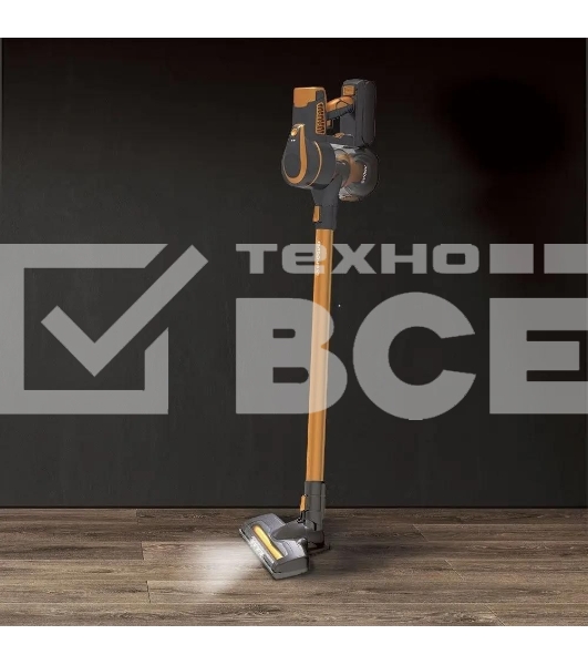 Пылесос вертикальный Endever SkyClean VC-301 черный/оранжевый, питание от аккумулятора, 75 Вт, уборка сухая, пылесборник 0,8 л