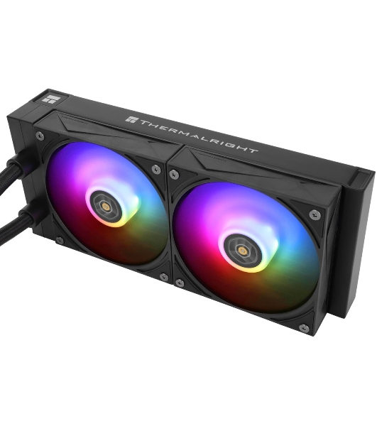 Водяное охлаждение для процессора Thermalright Grand Vision 240 (240mm, LED, Black, ARGB/Fans: 2x120mm, 80.45CFM, 29.4dBA, 2150RPM/Pump height 72.5mm, 6400RPM, Rad thickness 27mm/S: 1700, 1200, 1851, 115X, 2011, 2066, AM5, AM4)