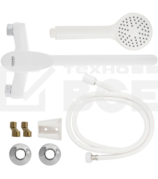 Смеситель в ванную BRIMIX 5561 длинный излив, шаровый, из высокопрочного пластика АБС, БЕЛЫЙ