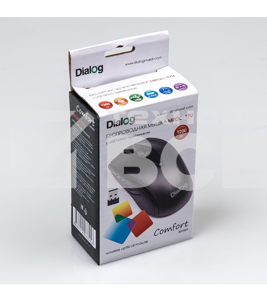 Мышь беспроводная Dialog Comfort MROC-17U черный, 1200 dpi, радиоканал, USB, кнопки - 3