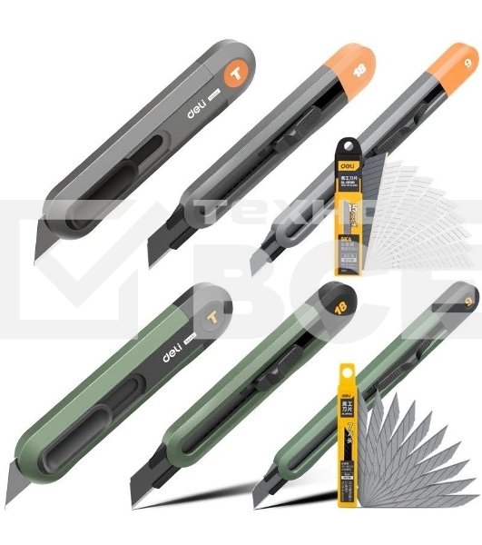 Набор технических ножей Home Series Green Deli HT4003L (ножи 9мм+18мм+Т-образный), эксклюзивный дизайн, корпус из высококачественного софттач пластика