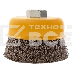 Щетка для УШМ Denzel 75 мм, М14, чашка, витая нержавеющая проволока 0,3 мм, фото2