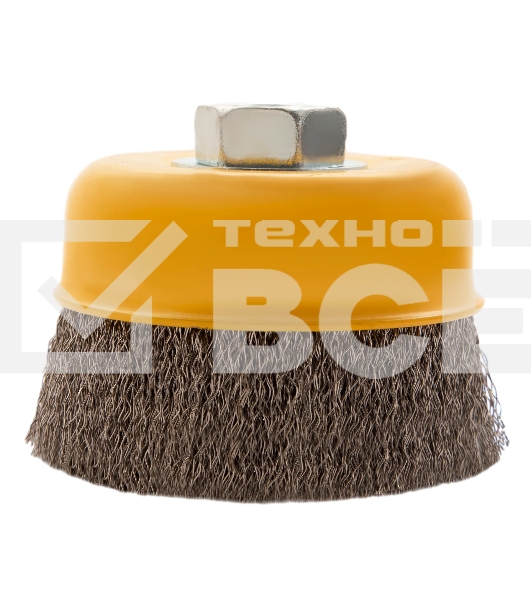 Щетка для УШМ Denzel 75 мм, М14, чашка, витая нержавеющая проволока 0,3 мм