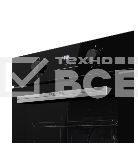 Духовой шкаф Kuppersberg HO 608 X Line, High-Tech, 78 л, цвет черный, цвет фурнитуры нержавеющая сталь, поворотное управление, дисплей, таймер, 8 режимов, макс. температура 310 градусов, телескопические направляющие (на 1 уровень)