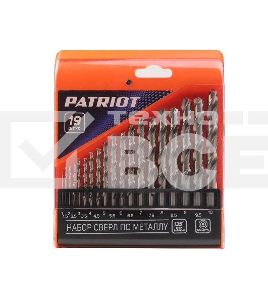 Набор сверл по металлу PATRIOT, HSS, 19 шт №1: 1,0-10,0мм, в пластиковом боксе