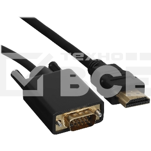 Кабель GoPower HDMI (m)-VGA (m) 1м черный Premium Zip-Lock c подвесом (1/200)