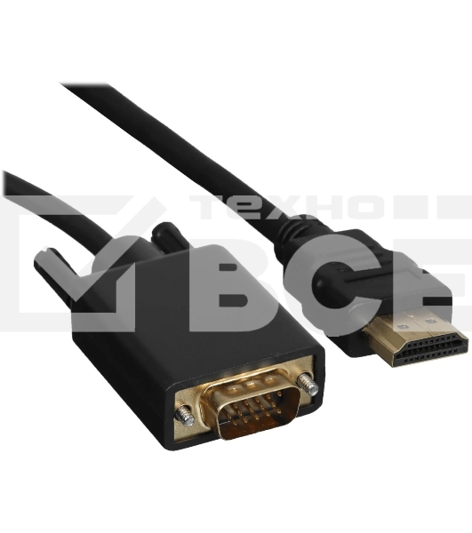 Кабель GoPower HDMI (m)-VGA (m) 1м черный Premium Zip-Lock c подвесом (1/200)