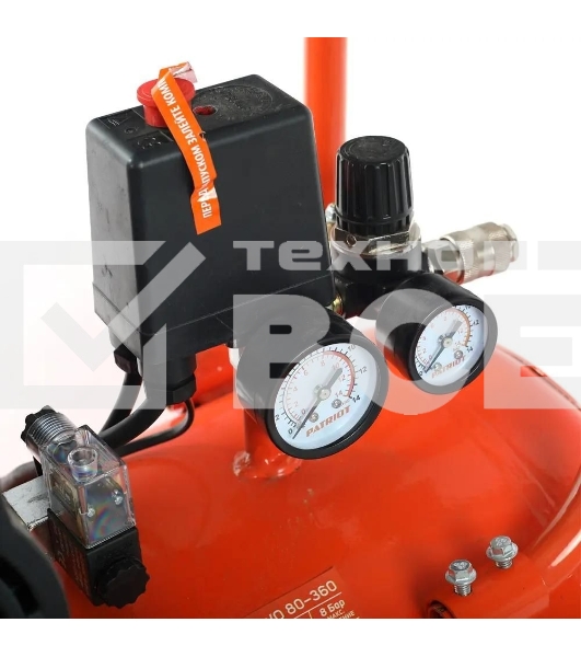 Компрессор Patriot поршневой безмасляный WO 80-360, 360 л/мин, 8 бар, 2200 Вт, 80 л, быстросъем и 