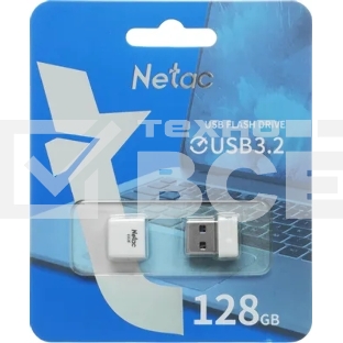 Флешка USB Netac U116 mini (NT03U116N-128G-32WH), 128Gb, USB 3.2, R/W 90/30, белый