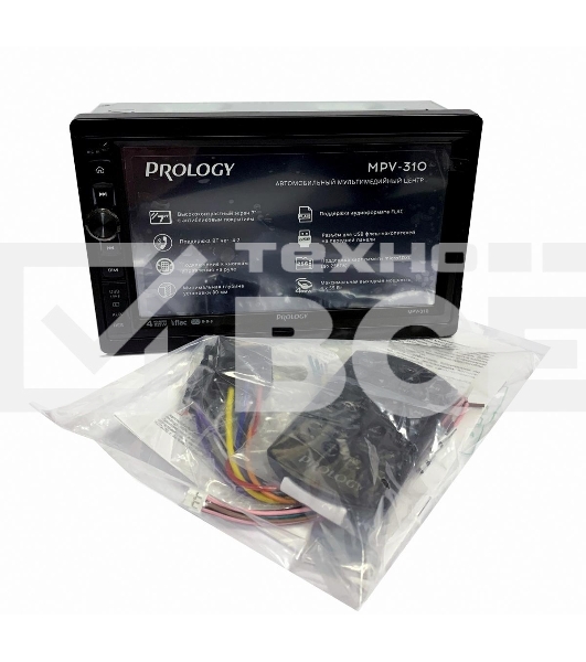 Автомагнитола Prology MPV-310, 2 DIN, 7', Bluetooth, USB Type-A, AUX, пульт ДУ