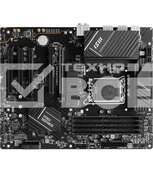 Материнская плата MSI PRO B760-P II, LGA 1700, Intel B760, 4xDDR5, 4xSATA, 2xM.2, 1xPCI-E 4.0 x16, 1xPCI-E 4.0 x4, 3xPCI-E 3.0 x1, 1xHDMI, 1xDP, 1xRJ45 2.5Gb, 1xUSB-C 3.2 Gen 2, 2xUSB-A 3.2 Gen 1, 2xUSB-A 2.0, 5x3.5мм, TOSLINK, 7.1, Standard-ATX