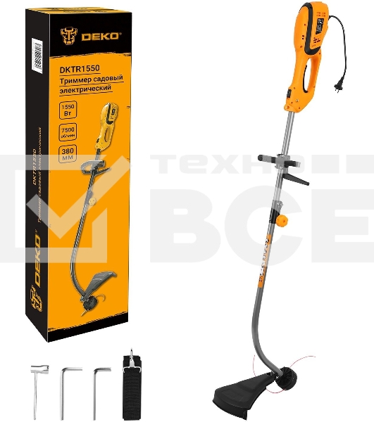 Триммер электрический Deko DKTR1550 1550Вт разбор.штан. реж.эл.:леска