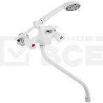 Смеситель в ванную BRIMIX 4402 длинный излив, металлокерамика с шаровым переключением из высокопрочного пластика АБС - БЕЛЫЙ, фото 1