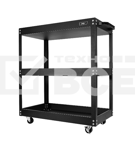 Тележка инструментальная трехсекционная на колесах Deli DL433023 700x350x760мм, до 210кг, толщина полки 0,7мм, толщина стойки 1,2мм