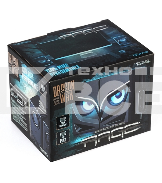 Акустическая система 2.0 Qumo Rage AS005, 10 ВТ, объемное звучание, синяя подсветка (отключаемая), USB/Jack 3,5мм