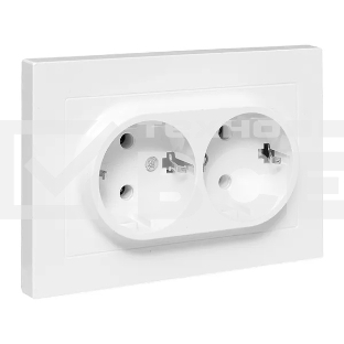 Розетка 2-м EKF UP1-SOW-210 СП Эпика 16А с заземл. без защ. шторок с рамкой механизм бел.