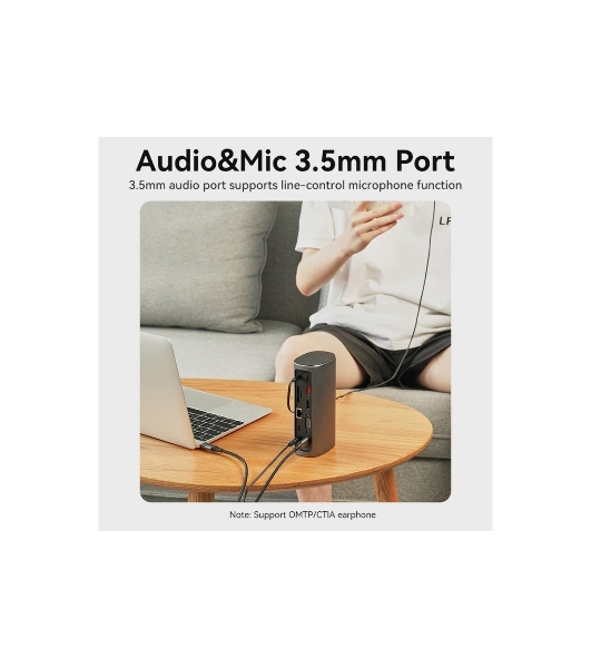Док-станция Vention TPJH0-EU, USB Type-C, HDMI/VGA/USB/RJ45/SD/3.5мм/PD/DC, USB Type-C