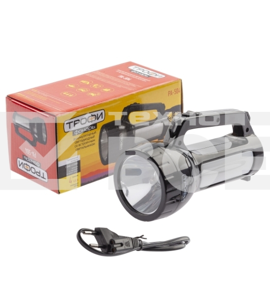 Фонарь светодиодный ЭРА Трофи PA-504 прожекторный аккумуляторный со встроенным светильником