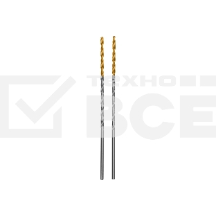 Сверло спиральное по металлу Denzel 2 х 86 мм Р6М5, Golden Tip, удлиненное, 2 шт.