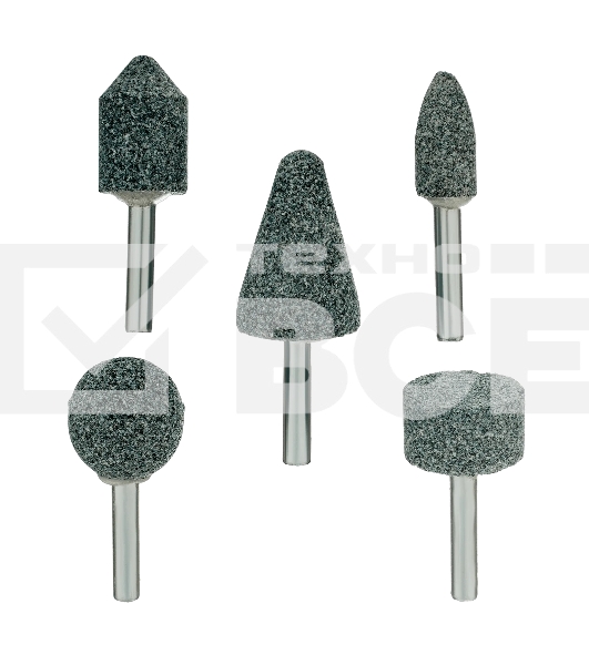 Набор шарошек Denzel абразивных для дрели (ПШМ), 63С, 5 шт.