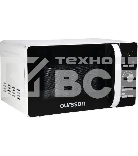 Микроволновая печь Oursson MD2033/WH белый/черный/серебристый, 20 л, 700 Вт, переключатели - кнопки, поворотный механизм