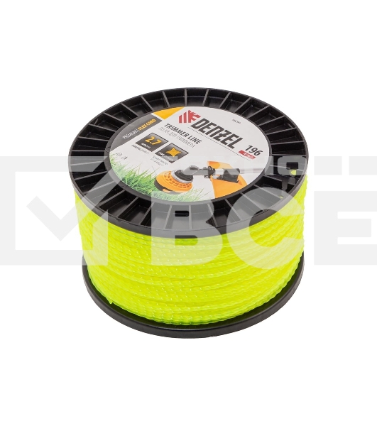 Леска для триммера Denzel витой квадрат, 2,7мм х 196м, на DIN катушке FLEX CORD