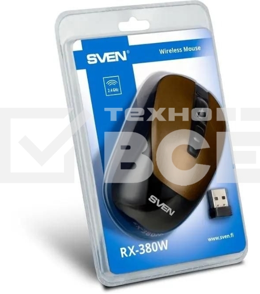 Мышь беспроводная SVEN RX-380W античная бронза, 1600 dpi, радиоканал, USB, кнопки - 4