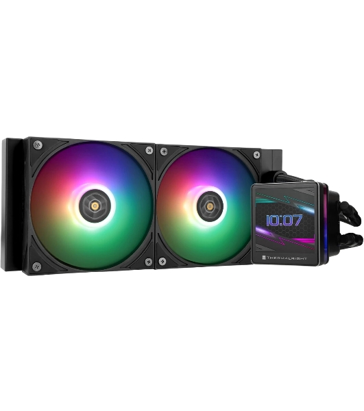 Водяное охлаждение для процессора Thermalright Grand Vision 240 (240mm, LED, Black, ARGB/Fans: 2x120mm, 80.45CFM, 29.4dBA, 2150RPM/Pump height 72.5mm, 6400RPM, Rad thickness 27mm/S: 1700, 1200, 1851, 115X, 2011, 2066, AM5, AM4)