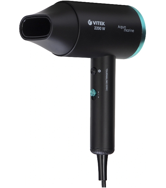 Фен VITEK VT-1324 черный/зеленый, 2200 Вт, ионизация